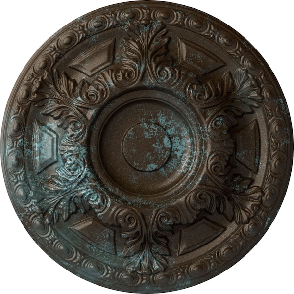 Ekena Millwork Granada Ceiling Medallion (Fits Canopies up to 7 1/8"), 23 1/2"OD x 2 3/4"P, Bronze Blue Patina CM24GABBS - main